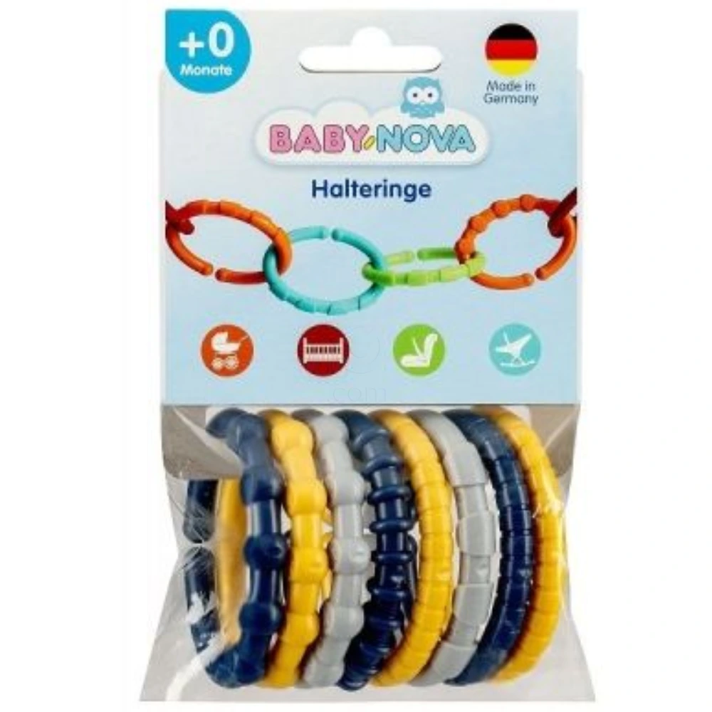 Baby-Nova, obročki C za pritrjevanje ropotuljic (8 obročkov)